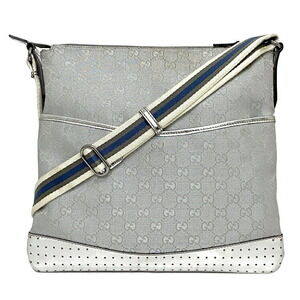 Gucci Shoulder Bag Silver GG Crossbody Zipper Slim Glitter Metallic All over
